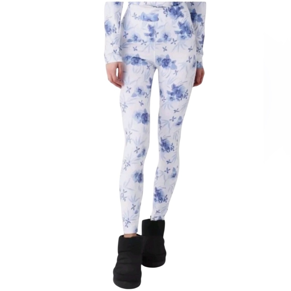 LoveShackFancy Bogner Fire+Ice Blue Floral Base Layer Ski Leggings NWT (AA)